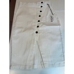 EVIDNT Los Angeles- White Jean Asymmetrical Pencil Skirt